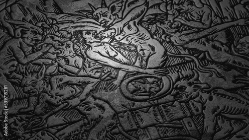 Tablou pe pânză Old engraving representing the demon 03 - 3d Illustration