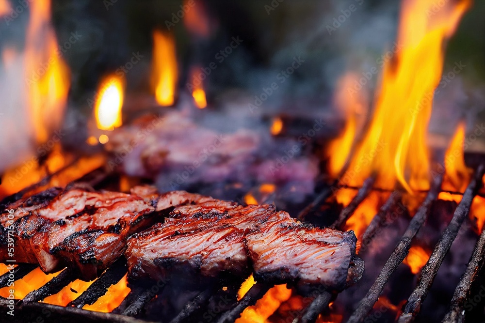 BBQ steak. Computer-generated 3D image made to look like photography ...