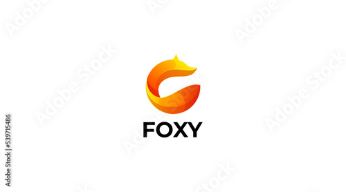  Orange fox Vector Logo design Illustration Fox Line Art Style 