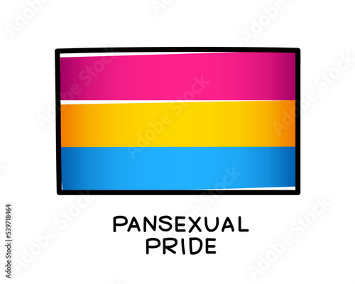 Free Download The flag of pansexual pride. A colorful logo of one of the LGBT flags. Pink, yellow and blue brush strokes drawn by hand. Black outline. - GFXLoad