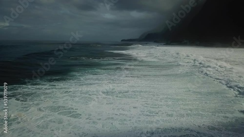 Drone shot of the waves in the ocean photo