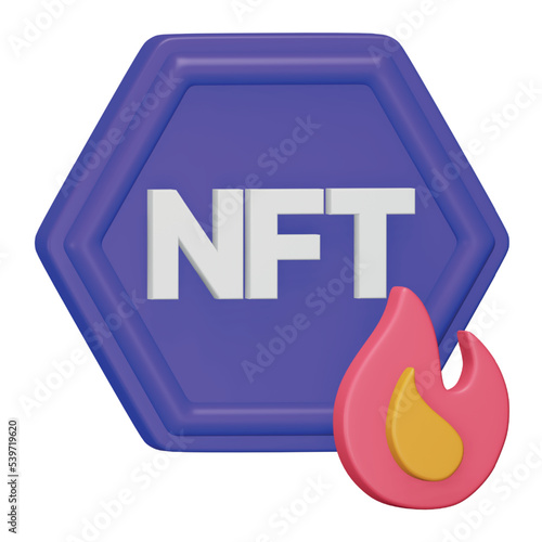 Nft burn 3d rendering isometric icon.