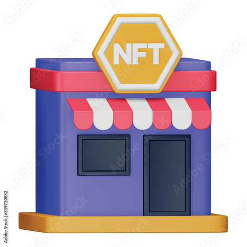 Nft marketplace 3d rendering isometric icon.