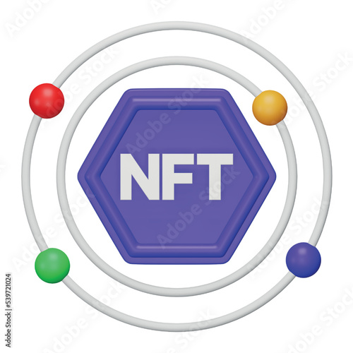 Nft network 3d rendering isometric icon.