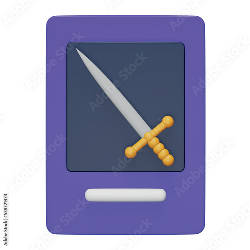 Nft trading card 3d rendering isometric icon.