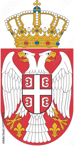 Vector coat of arms of Serbia. Symbol of the European Slavic state. Independence sign..