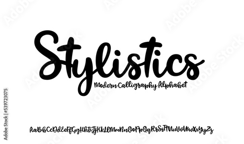 Vector hand drawn alphabet isolated on white background. Brush painted letters. Decorative artistic font. Black letters.	

