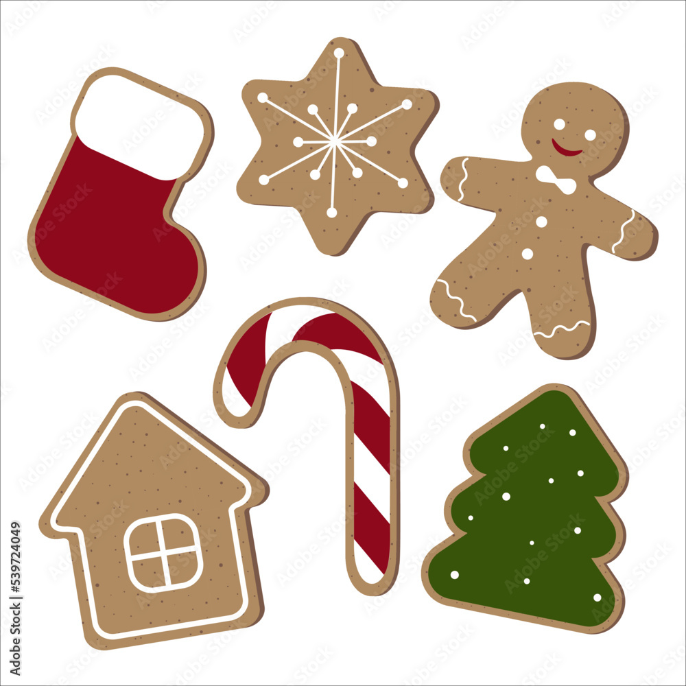 a set of Christmas gingerbread on a white background a set of Christmas gingerbread on a white background