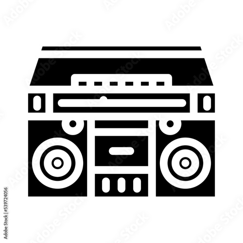 cassette stereo boombox player glyph icon vector. cassette stereo boombox player sign. isolated symbol illustration