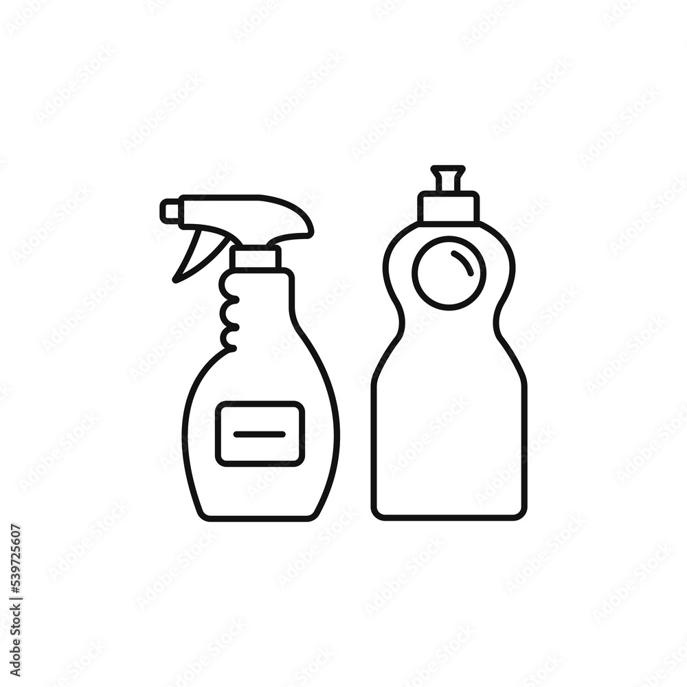 Eco spray and detergent line black icon. Cleaning products for bathroom, kitchen. Zero waste lifestyle Eco spray and detergent line black icon. Cleaning products for bathroom, kitchen. Zero waste lifestyle