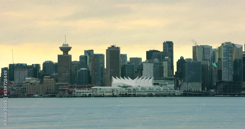 Timelapse of Vancouver city skyline on a cloudy day Timelapse of Vancouver city skyline on a cloudy day