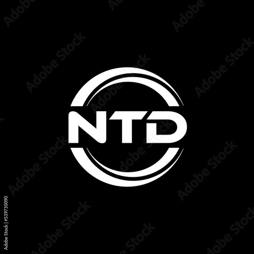 NTD letter logo design with black background in illustrator, vector logo modern alphabet font overlap style. calligraphy designs for logo, Poster, Invitation, etc. photo