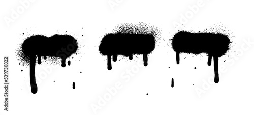 Painted spray elements. Grunge graffiti painted borders and shapes  dirty splatter street art strokes. Spray textured black lines vector illustration set. Graffiti art dirty  spot grunge splattered.