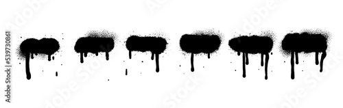 Painted spray elements. Grunge graffiti painted borders and shapes, dirty splatter street art strokes. Spray textured black lines vector illustration set. Graffiti art dirty, spot grunge splattered.