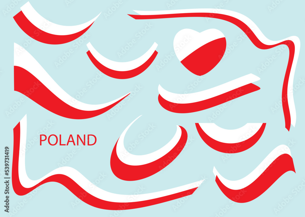 flag of Poland - vector elements in curved shapes flag of Poland - vector elements in curved shapes