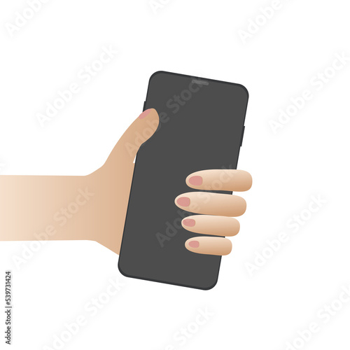 Hand holding a mobile phone stock illustration