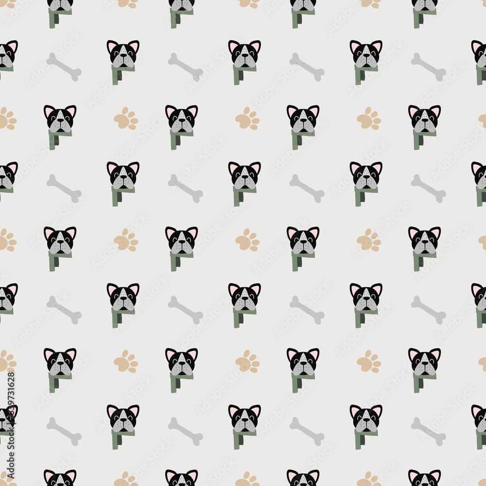 Seamless dog pattern, Puppy faces repeat design, Cute cartoon doggy wallpaper, Dog Breeds Head background, Pawprint and bones, Cute pup Face Design Seamless dog pattern, Puppy faces repeat design, Cute cartoon doggy wallpaper, Dog Breeds Head background, Pawprint and bones, Cute pup Face Design