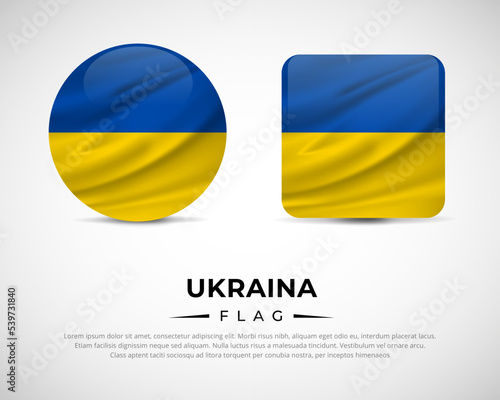 Collection of Ukraina flag emblem icon. Ukraina flag symbol icon vector.