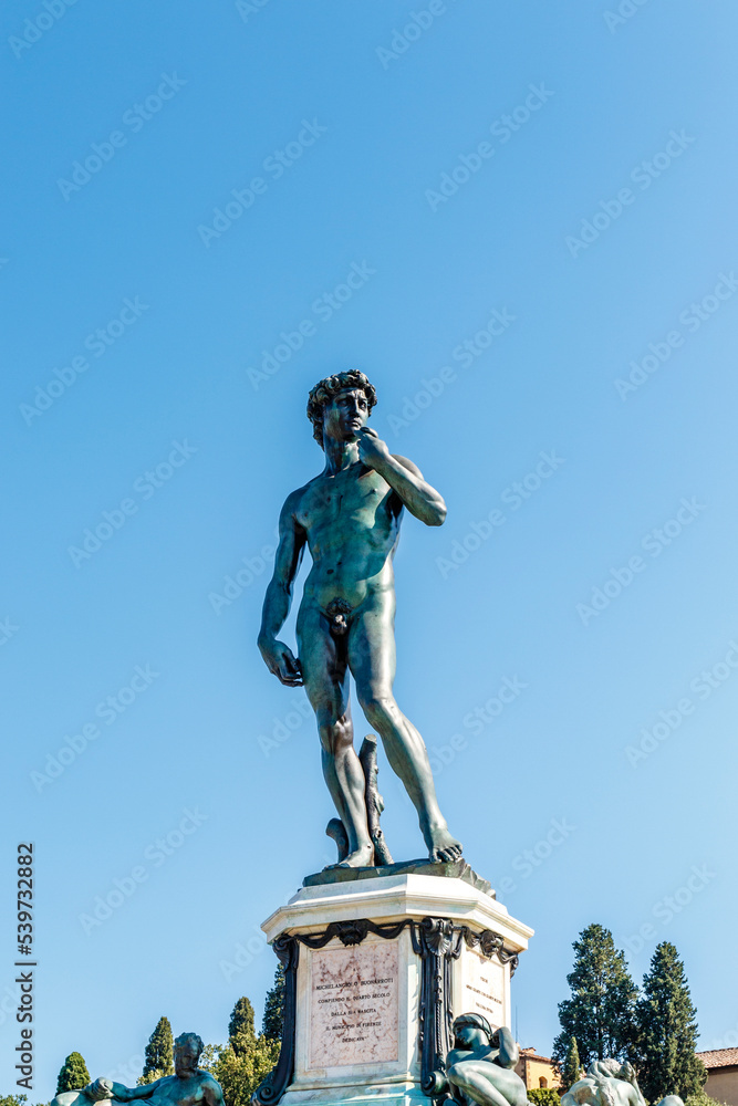 Bronze Replica of Michelangelo's David at Michelangelo square in Florence, Italy, Europe
