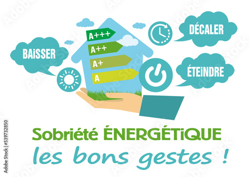 Sobriété énergétique et économie des énergies, les bons gestes : baisser le chauffage, éteindre les appareils, décaler les appareils électriques en dehors des heures de pointes