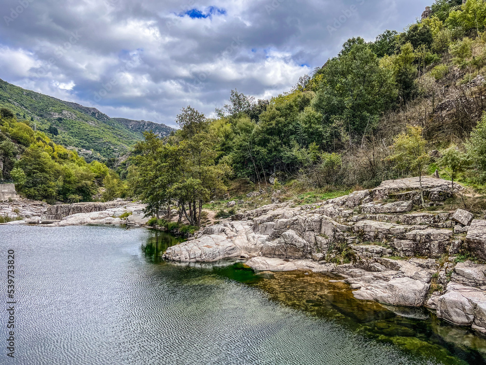 Chassezac river near Pied-de-borne in the Lozere district in occitanie, France