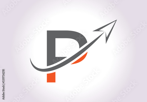 Finance Logo With P Letter Concept. Marketing And Financial Business Logo. Modern vector logo for Marketing Growth Arrow and company identity