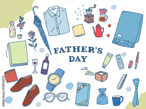 白黒、モノトーン、線画のイラスト(手書き、オシャレ、雑誌、ファッション、男性、父の日) Black and white, monotone, and line drawing illustrations.Handwriting, fashion, magazines, fashion, men, Father's Day.