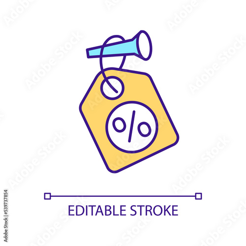Fixed price RGB color icon. Pricing policy. Costs management. Discount. Commerce and sales. Isolated vector illustration. Simple filled line drawing. Editable stroke. Arial font used