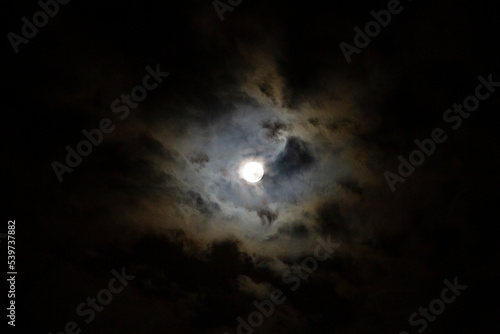 Full Moon in the night sky with clouds