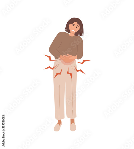 Woman suffering from abdominal, period pain. Health Problem, Disease Symptoms