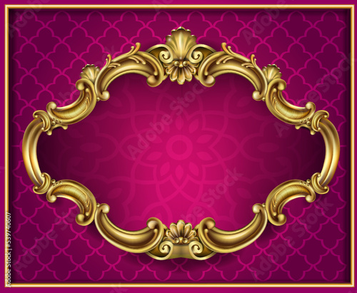 Golden vintage vignette frame with background