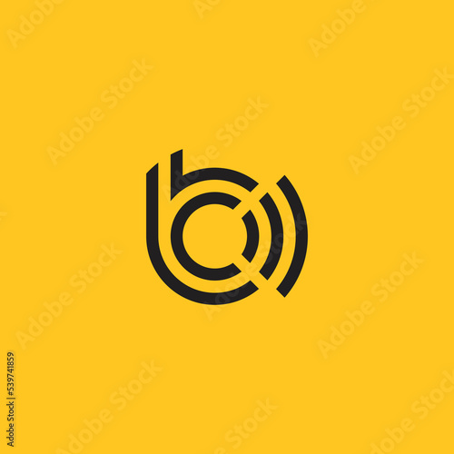 Flat vector letter BC logo for broadcast with illustration of sound waves.