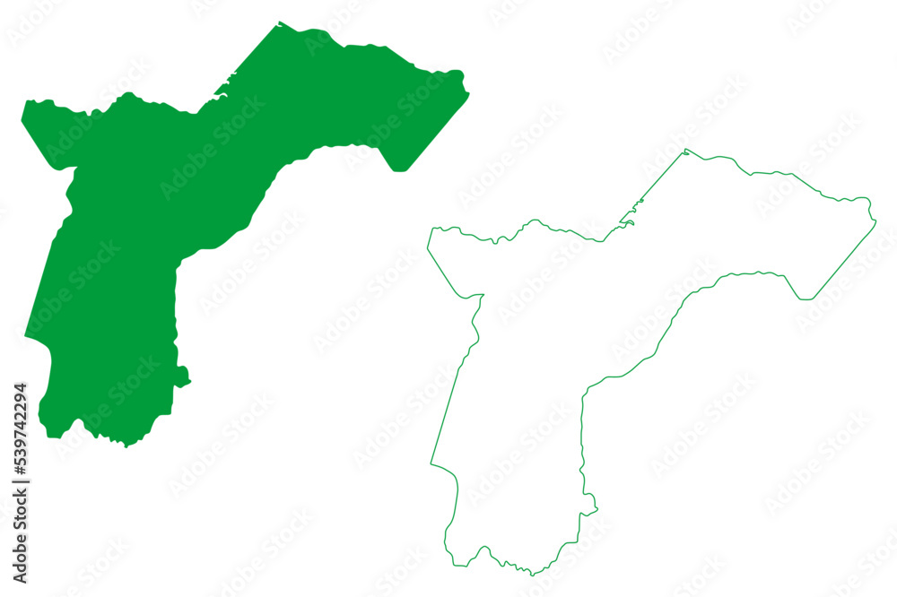 Obraz premium Banabuiu municipality (Ceará state, Municipalities of Brazil, Federative Republic of Brazil) map vector illustration, scribble sketch Banabuiú map
