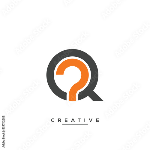 Abstract Q letter question and answer vector logo template.