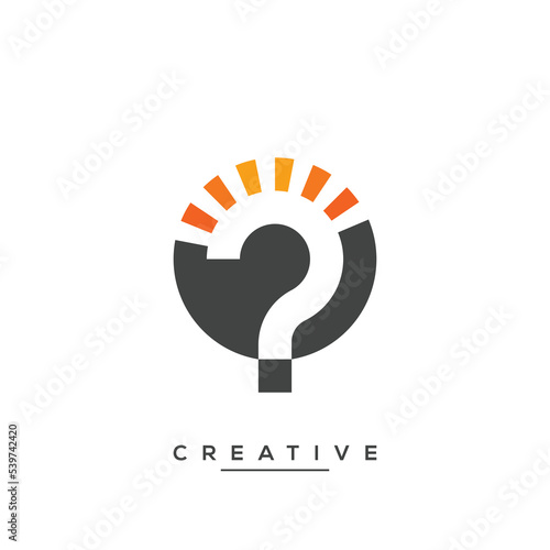 Question and answer vector logo template., bulb lamp and question mark symbol.