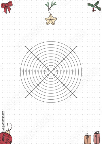 Empty Wheel of Life - diagram with blank lines to fill. A4 print ready Coaching tool for bullet journal page, daily planner template, blank for notebook, blank with empty space.