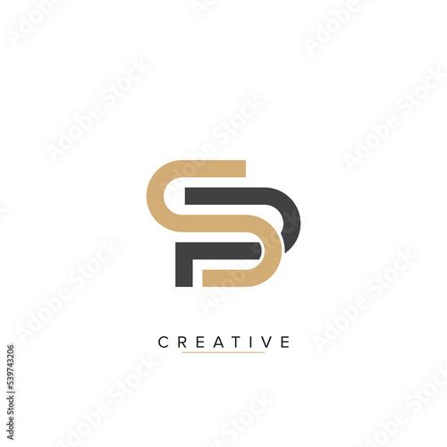 Creative minimal monochrome monogram letter SP and PS line logo design symbol. Graphic alphabet symbol for corporate identity.