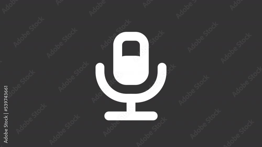 Animated voice white line ui icon. Microphone record. Seamless loop HD video with alpha channel on transparent background. Isolated user interface symbol motion graphic design for night mode Animated voice white line ui icon. Microphone record. Seamless loop HD video with alpha channel on transparent background. Isolated user interface symbol motion graphic design for night mode