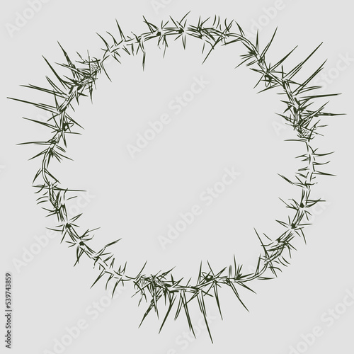 Sketch of wreath of prickly thorns