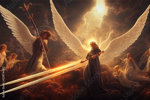 illustration of angels in heaven