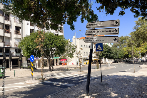 Empty road in the Almada district of Lisbon photo