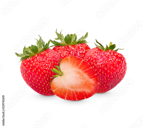 Fresh strawberries isolated on transparent background (.PNG)