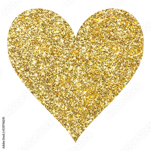 Gold valentines day heart isolated on white background. 