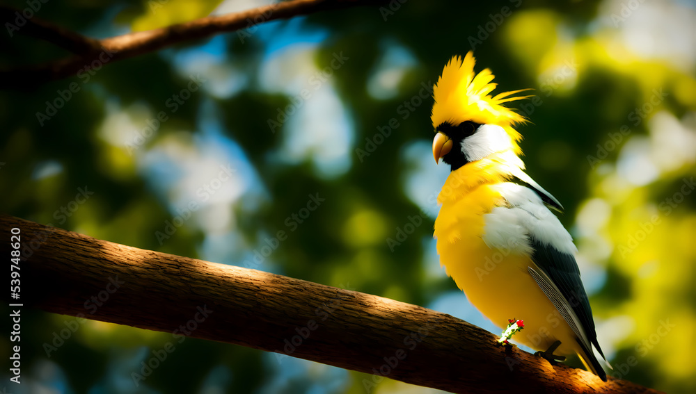 Naklejka premium beautiful Cockatiel bird on a tree branch