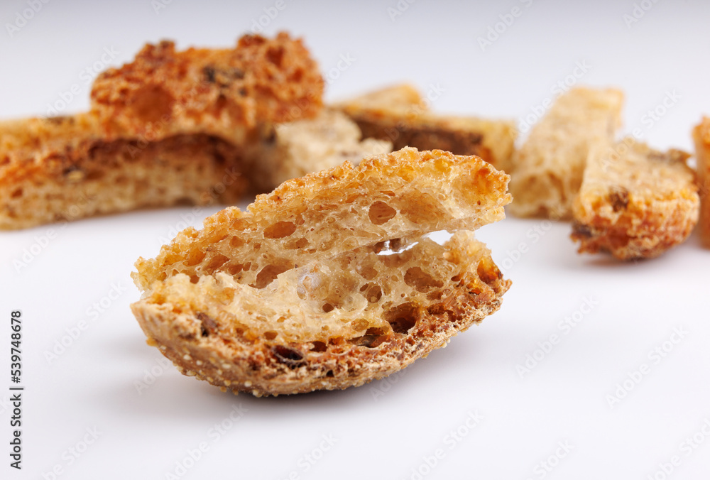 Crispy rusk on a white background. Crispy rusk on a white background.