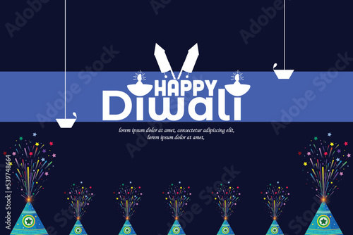 Website header or banner design background for Diwali Festival celebration with Diwali flower pot.