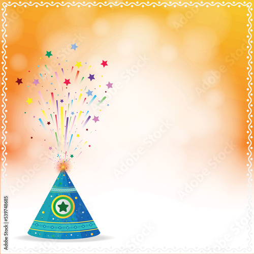 Vector illustration of Happy Diwali greeting cards. India festival of lights holiday invitations templates with Diwali flower pot.