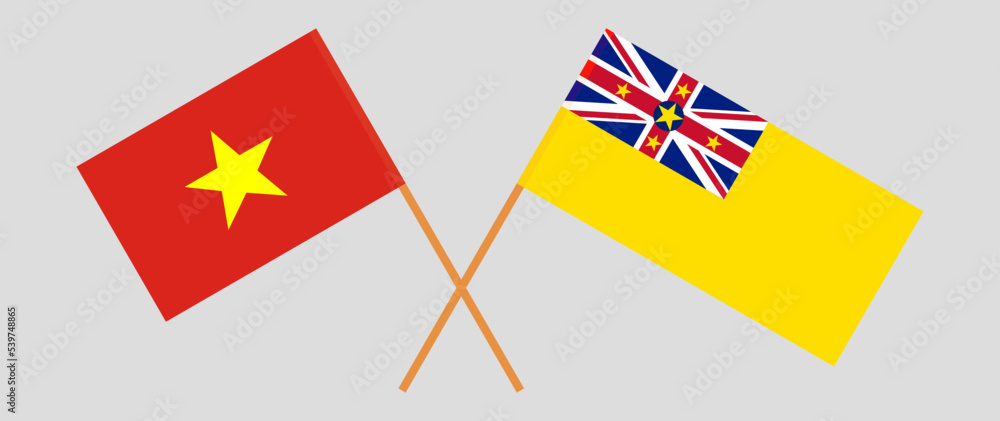 Crossed flags of Vietnam and Niue. Official colors. Correct proportion Crossed flags of Vietnam and Niue. Official colors. Correct proportion