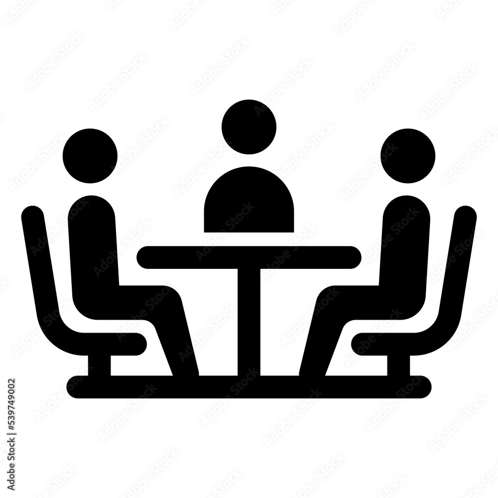 Interview or meeting icon. Conference sign vector illustration Interview or meeting icon. Conference sign vector illustration