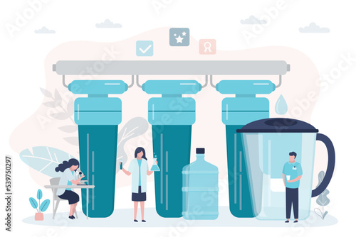 Scientists improve water purification systems. Specialists conduct experiments with filters in lab